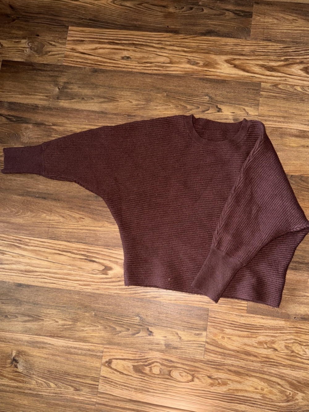 Brown Ribbed Crewneck Sweater